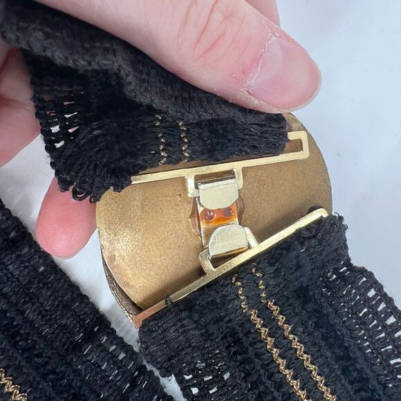 Vintage Black Maple Leaf Buckle Gathered Belt - Picture 4 of 7